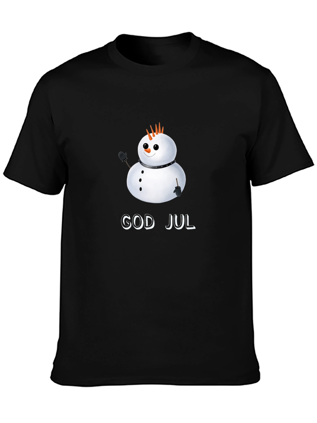 Punk Rock Snowman God Jul Black T-Shirt