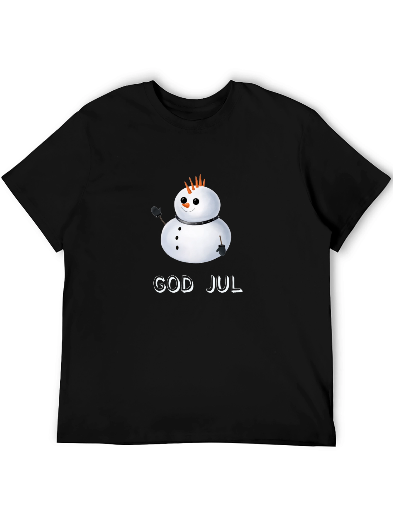 Punk Rock Snowman God Jul Black T-Shirt