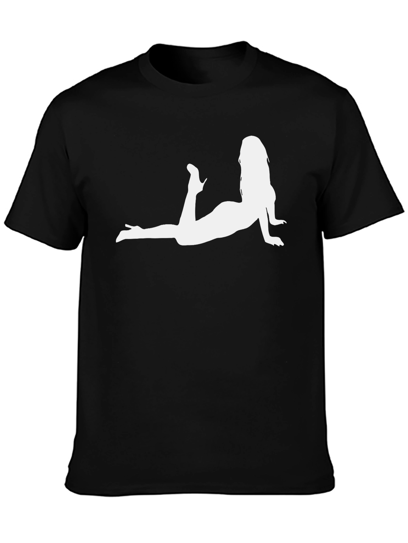 Black T-Shirt with Woman Silhouette Graphic