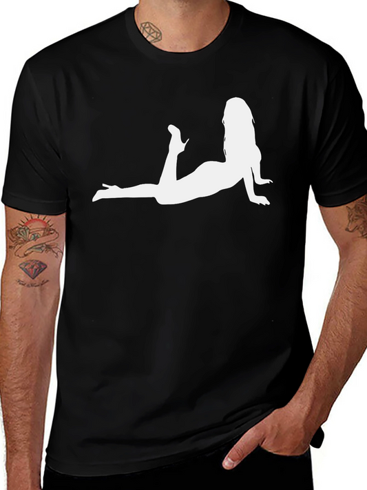 Black T-Shirt with Woman Silhouette Graphic