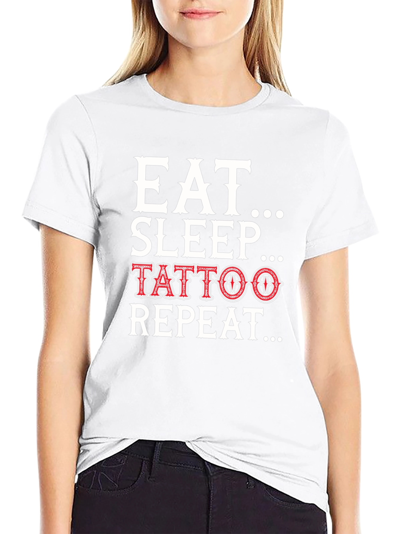 Eat Sleep Tattoo Repeat T-Shirt - Black Graphic Tee