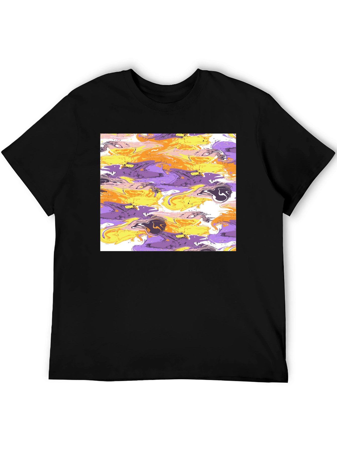 Abstract Swirl Graphic Black T-Shirt