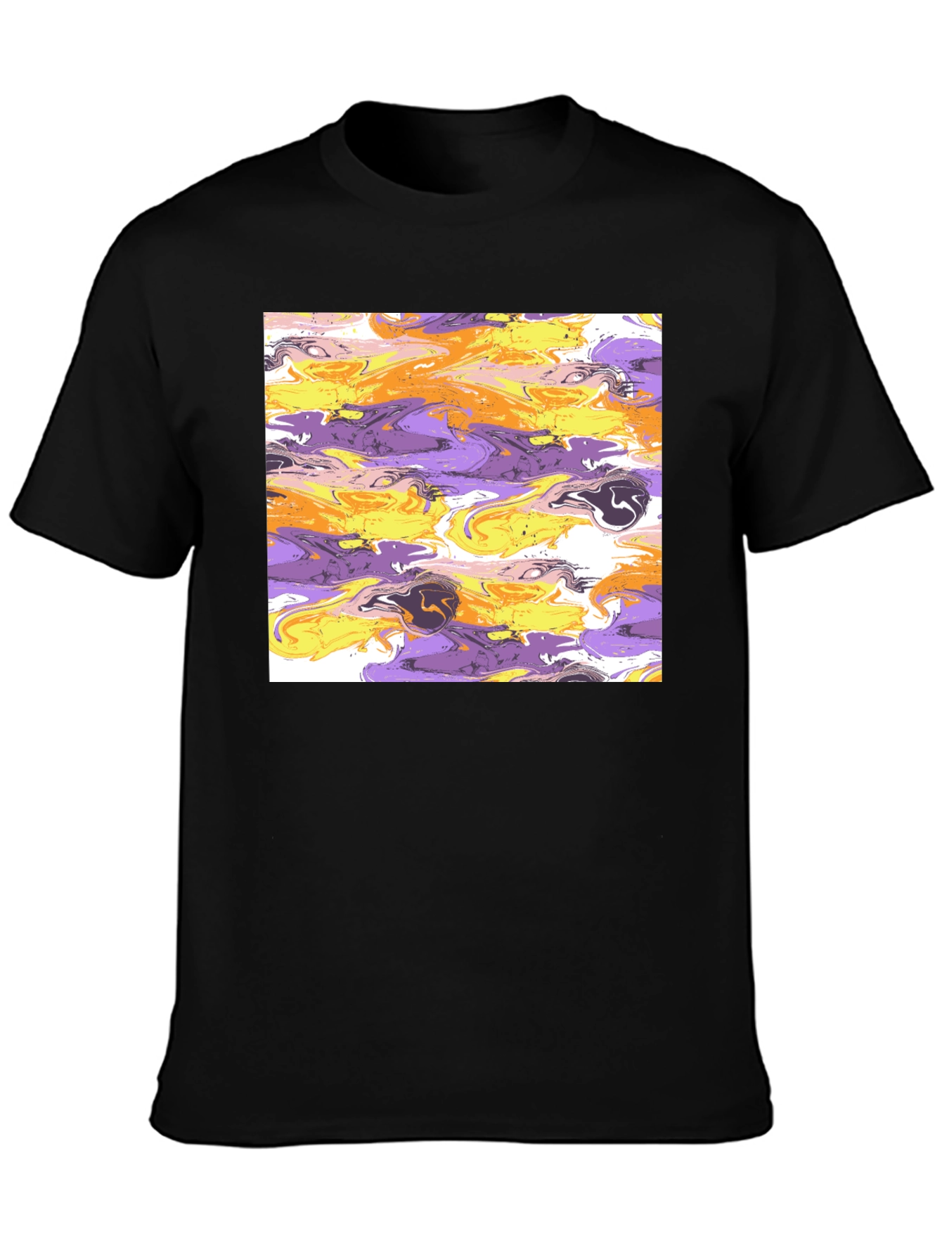 Abstract Swirl Graphic Black T-Shirt
