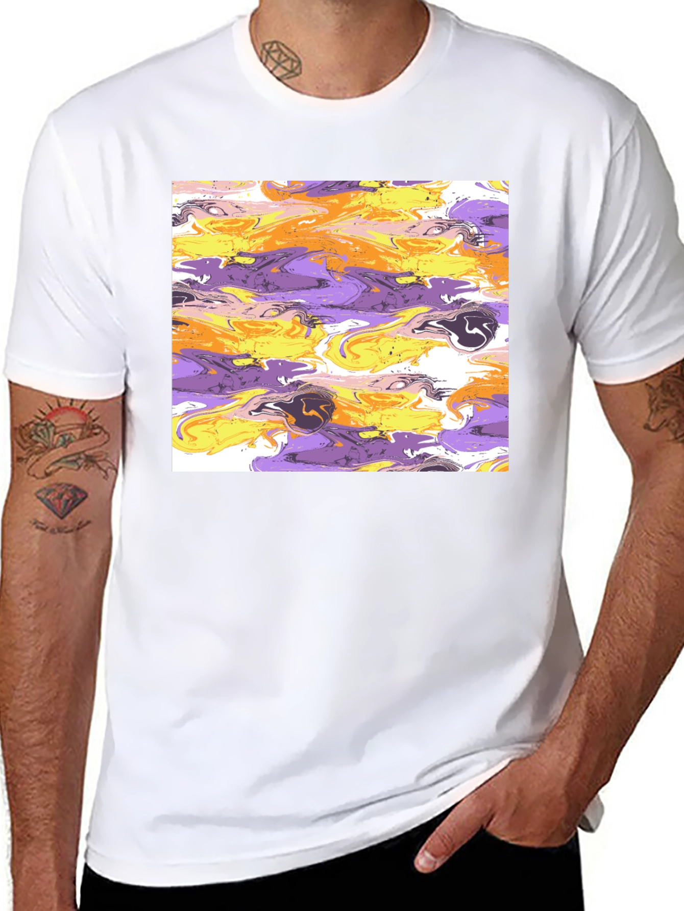 Abstract Swirl Graphic Black T-Shirt