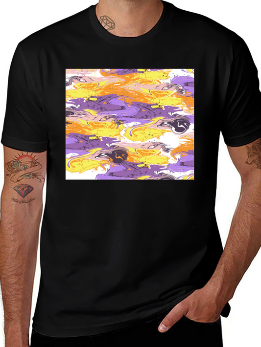 Abstract Swirl Graphic Black T-Shirt