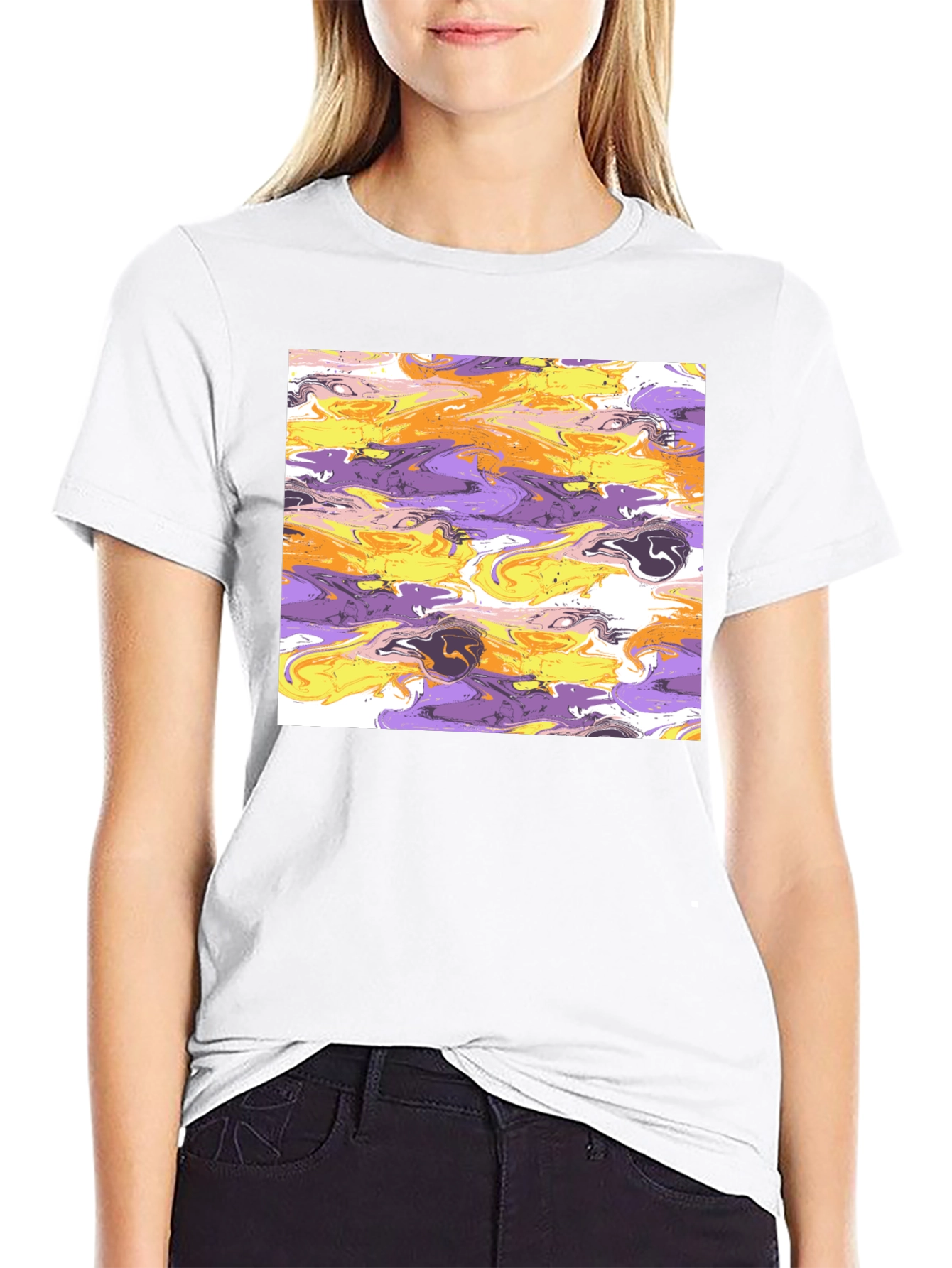 Abstract Swirl Graphic Black T-Shirt