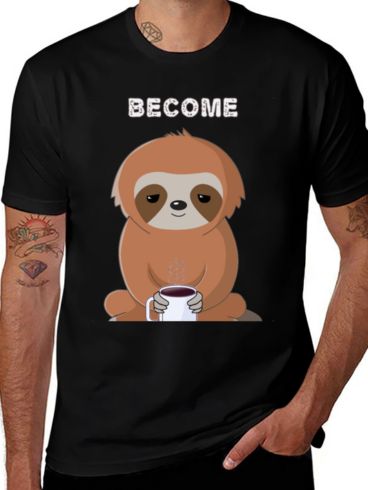 Become Coffee Sloth T-Shirt - Relaxed Graphic Tee