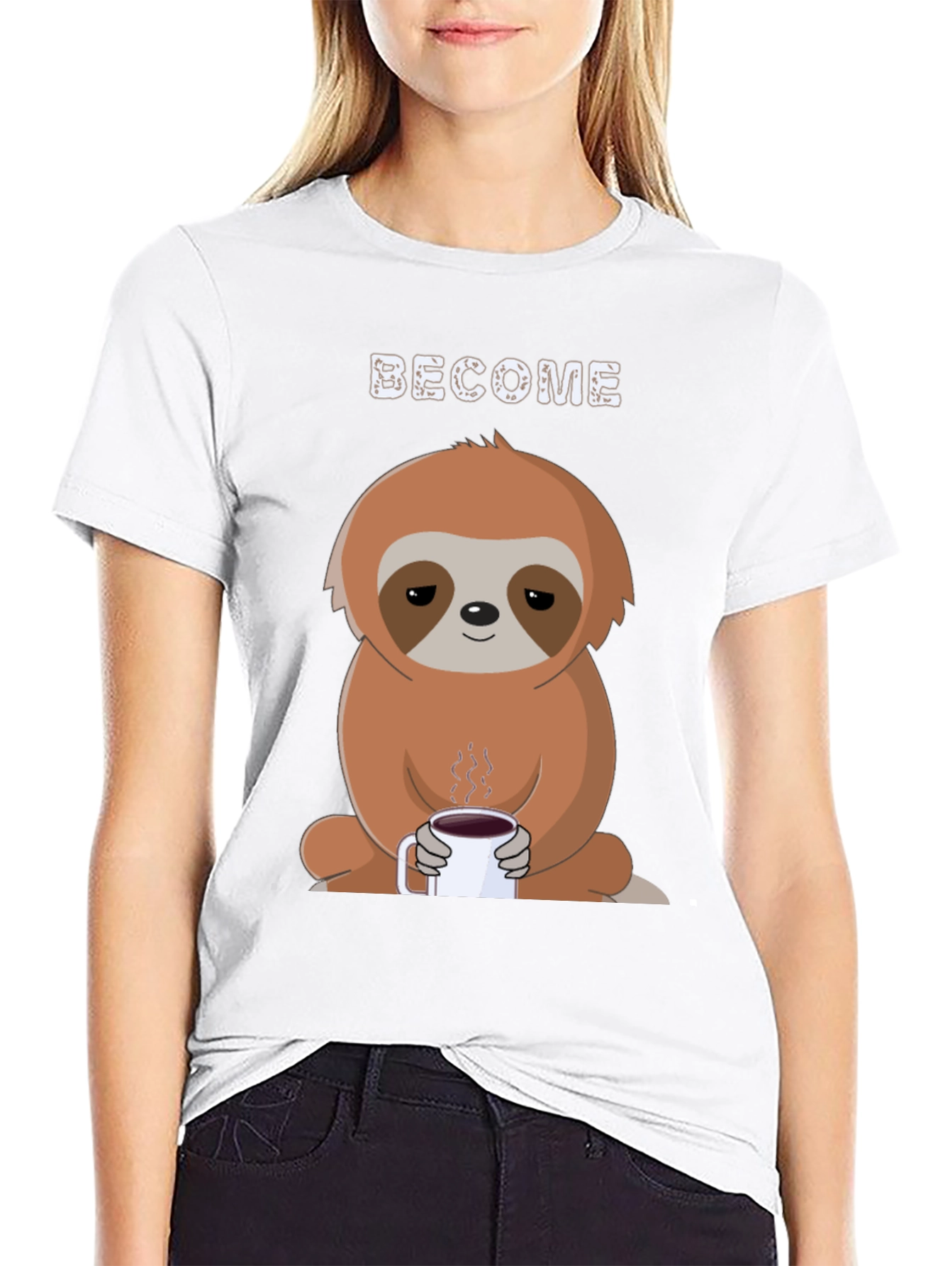 Become Coffee Sloth T-Shirt - Relaxed Graphic Tee