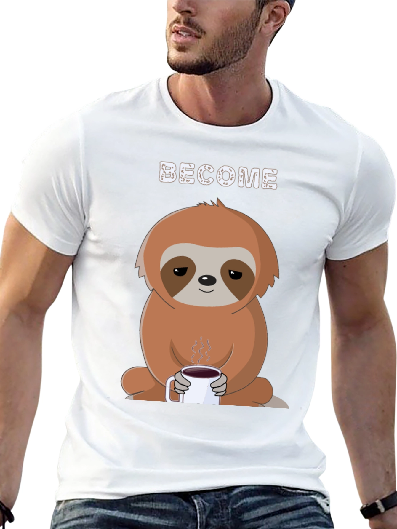Become Coffee Sloth T-Shirt - Relaxed Graphic Tee