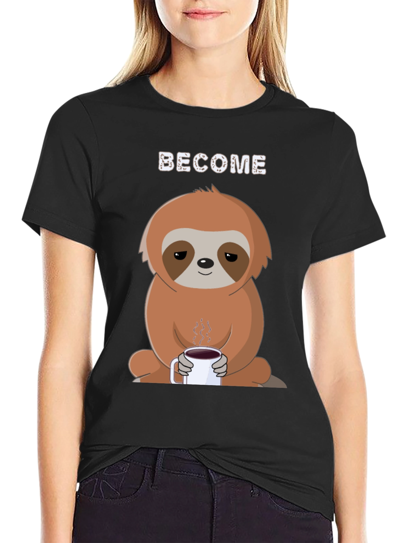 Become Coffee Sloth T-Shirt - Relaxed Graphic Tee