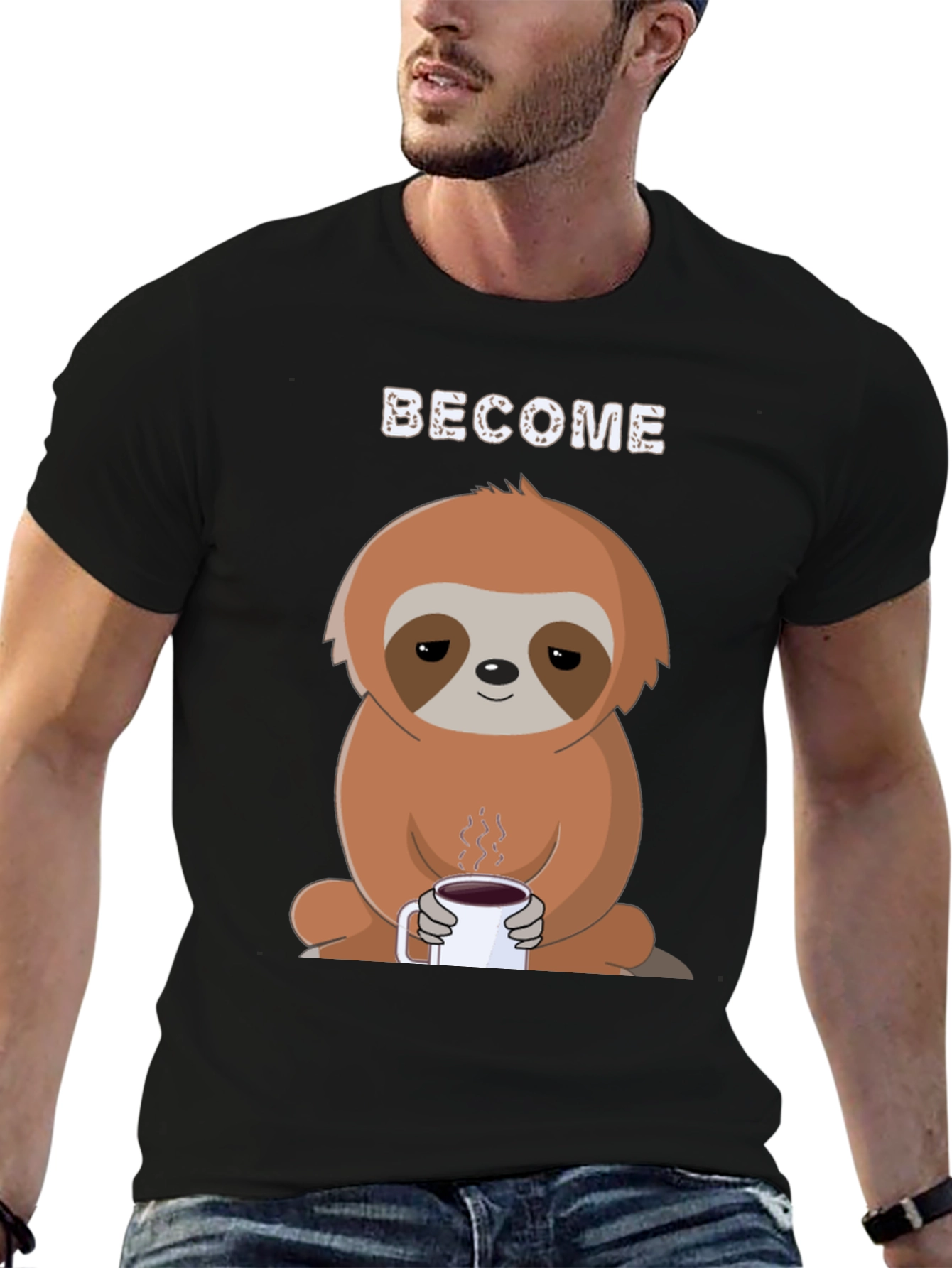 Become Coffee Sloth T-Shirt - Relaxed Graphic Tee