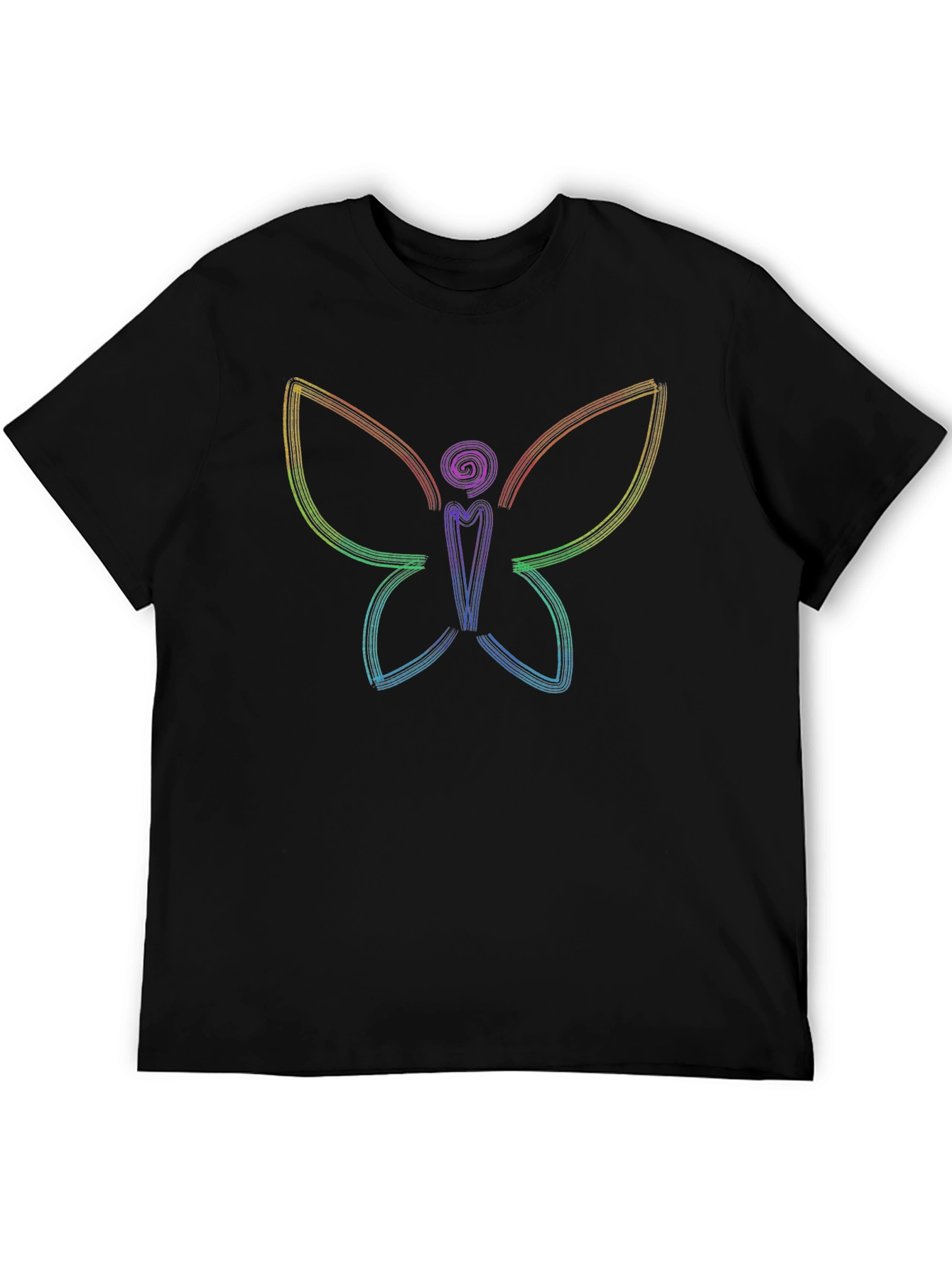 Rainbow Butterfly Graphic T-Shirt - Black
