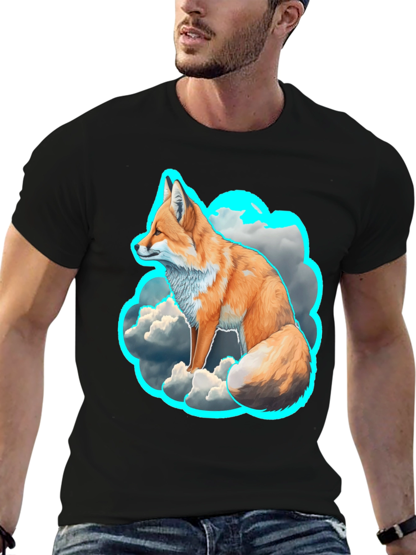 Fox in the Clouds Graphic Tee - Unique Design