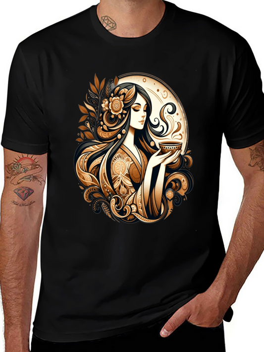 Elegant Woman Tea Art Graphic Tee
