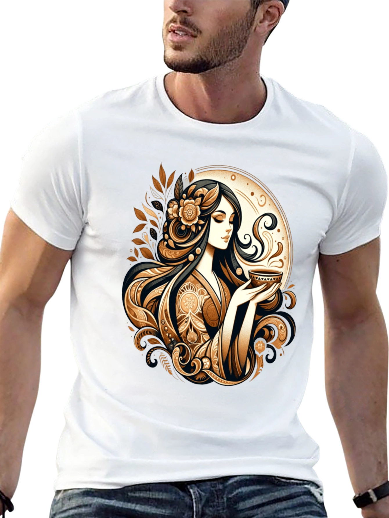 Elegant Woman Tea Art Graphic Tee