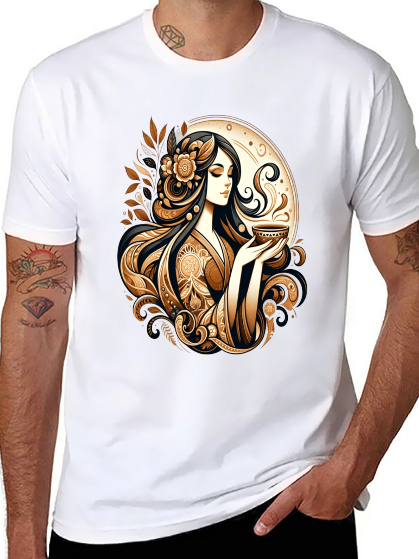 Elegant Woman Tea Art Graphic Tee