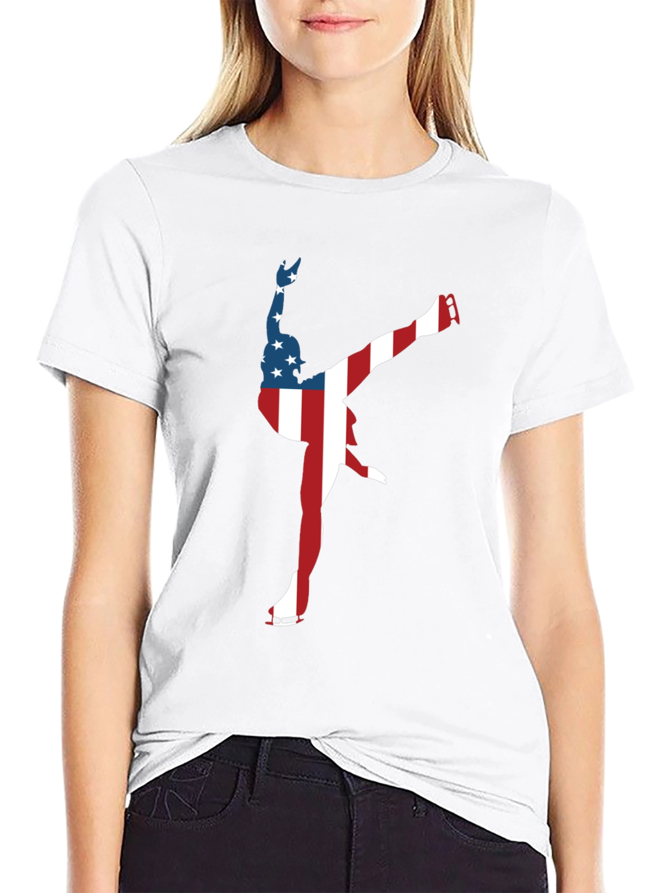 Patriotic Figure Skating USA Flag T-Shirt