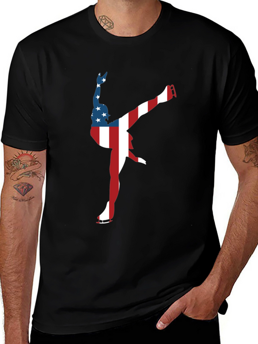 Patriotic Figure Skating USA Flag T-Shirt