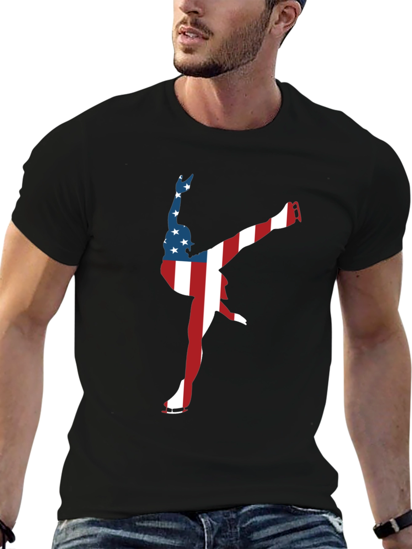 Patriotic Figure Skating USA Flag T-Shirt