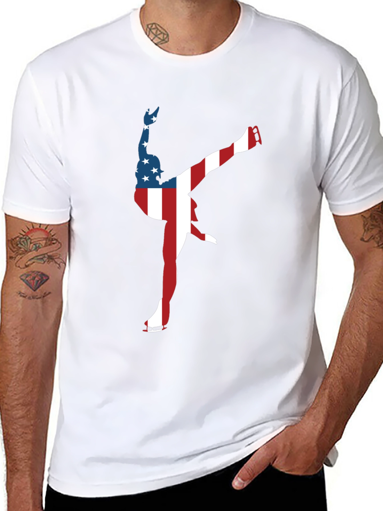 Patriotic Figure Skating USA Flag T-Shirt