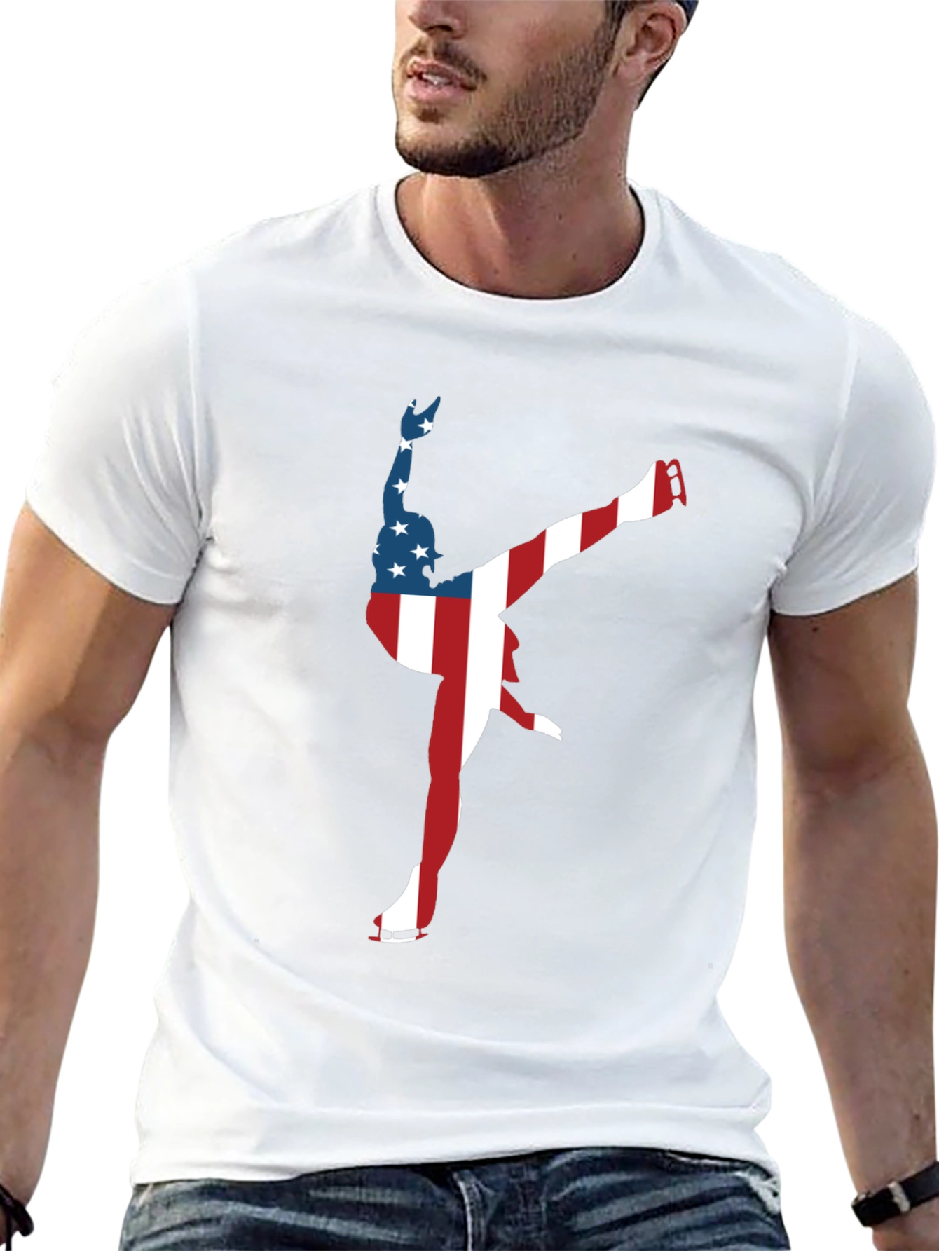 Patriotic Figure Skating USA Flag T-Shirt