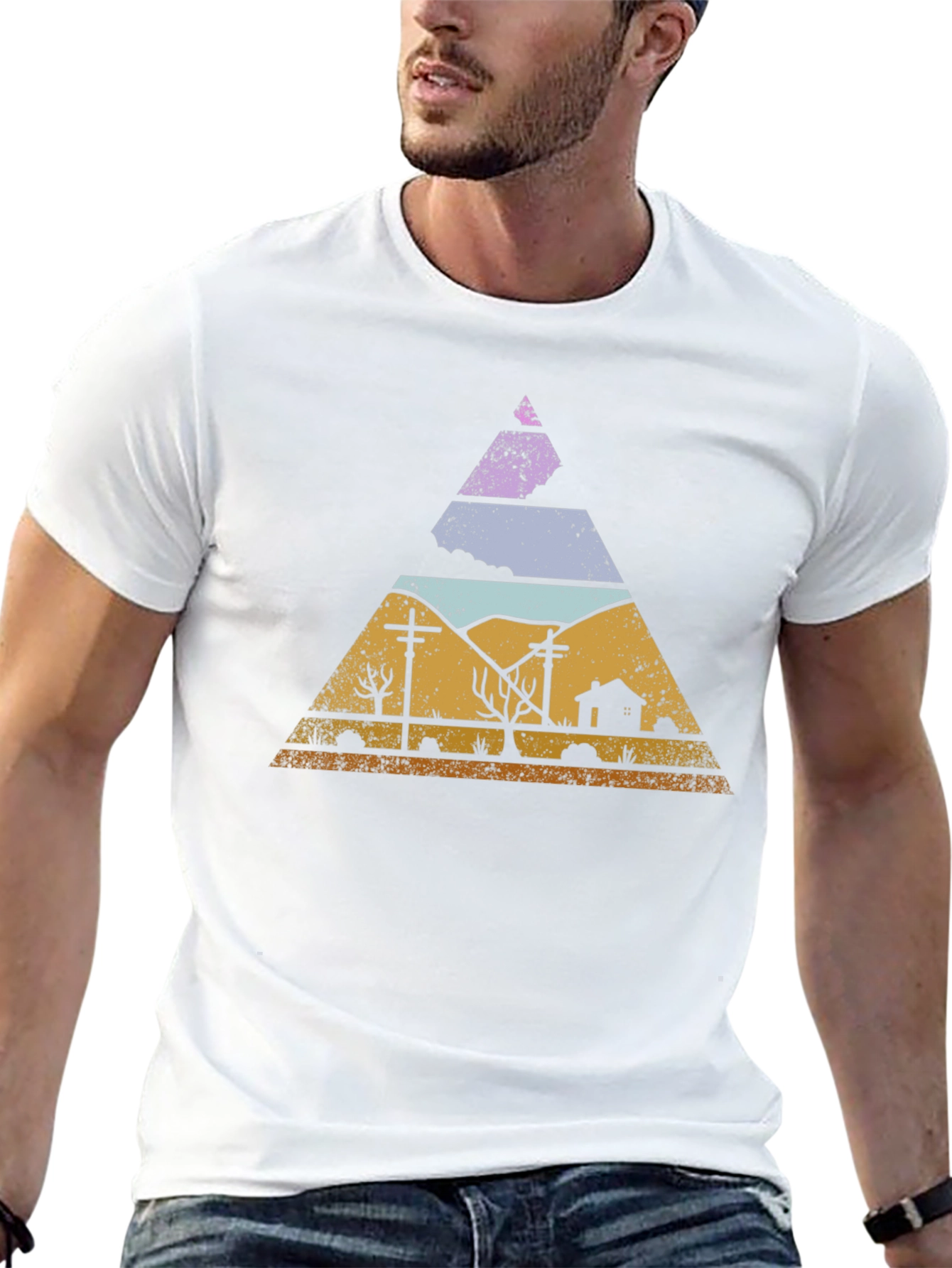 Retro Desert Landscape Triangle Graphic Tee