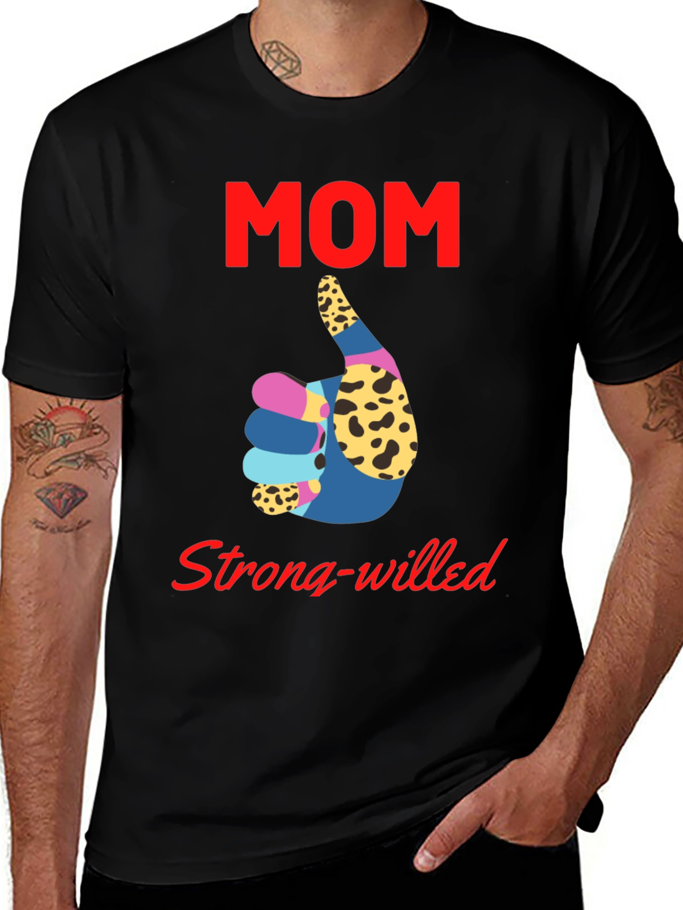 Mom Strong-Willed Black T-Shirt