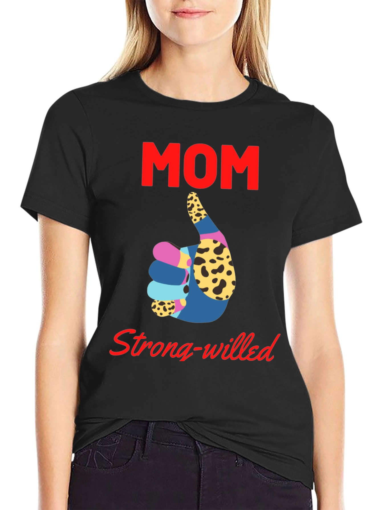 Mom Strong-Willed Black T-Shirt