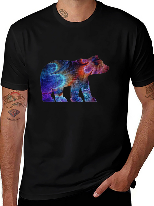 Abstract Bear Graphic Tee - Black