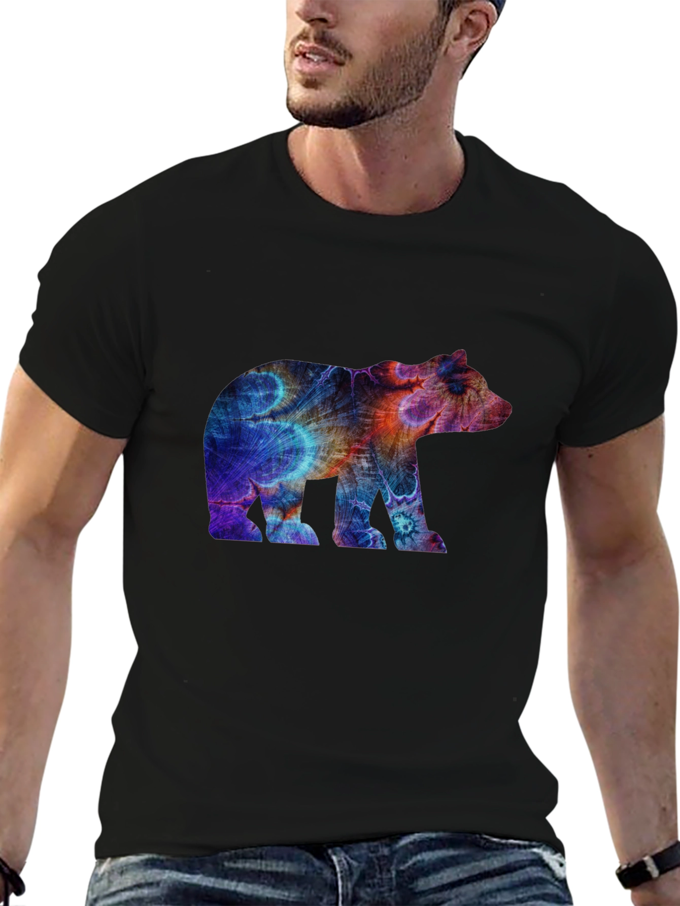 Abstract Bear Graphic Tee - Black