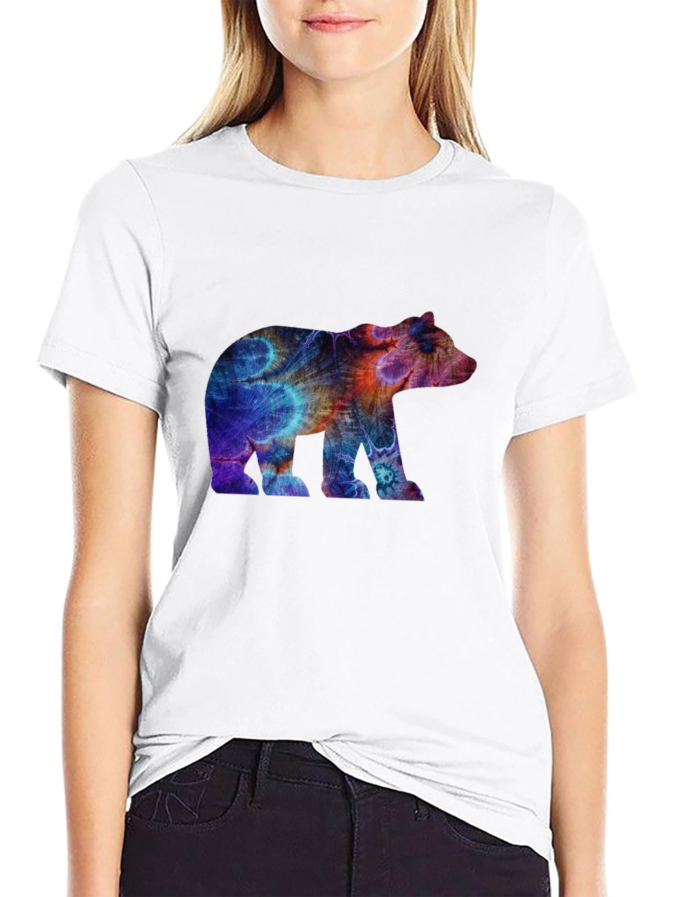 Abstract Bear Graphic Tee - Black