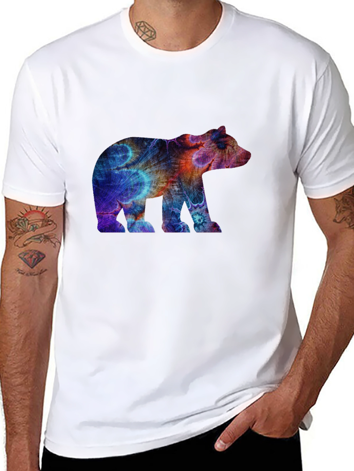 Abstract Bear Graphic Tee - Black