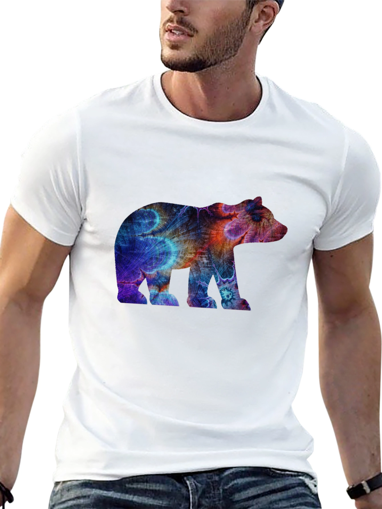 Abstract Bear Graphic Tee - Black