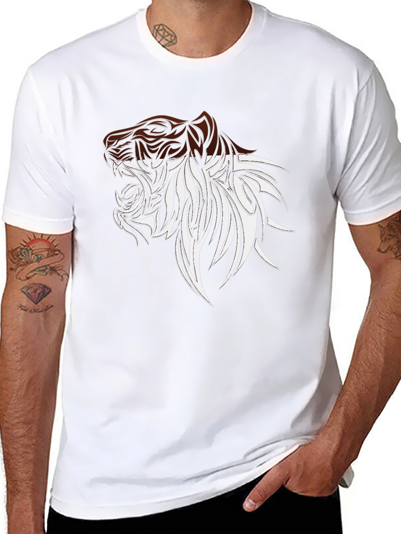 Bold Tiger Graphic Tee - Stylish Mens Black T-Shirt