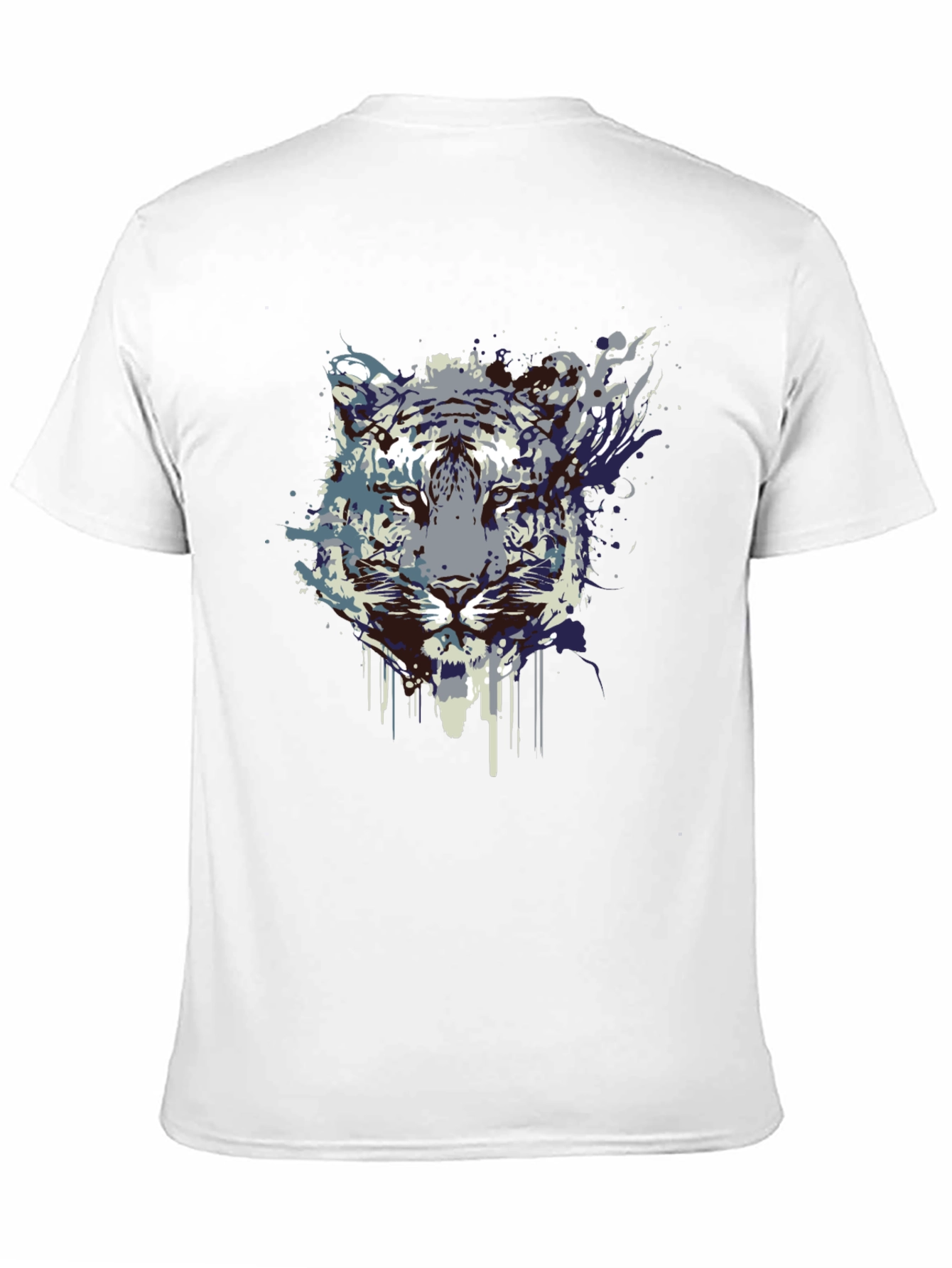 Abstract Tiger Graphic Tee - Black Cotton Blend