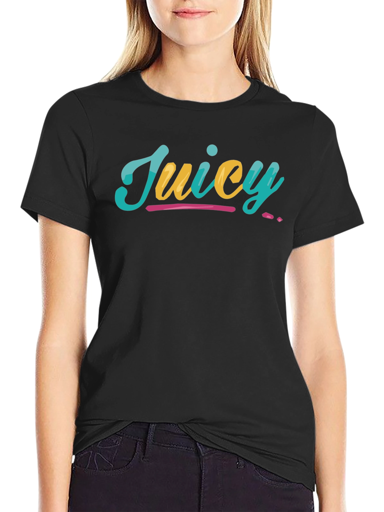 Juicy Graphic Tee - Stylish Black Cotton T-Shirt