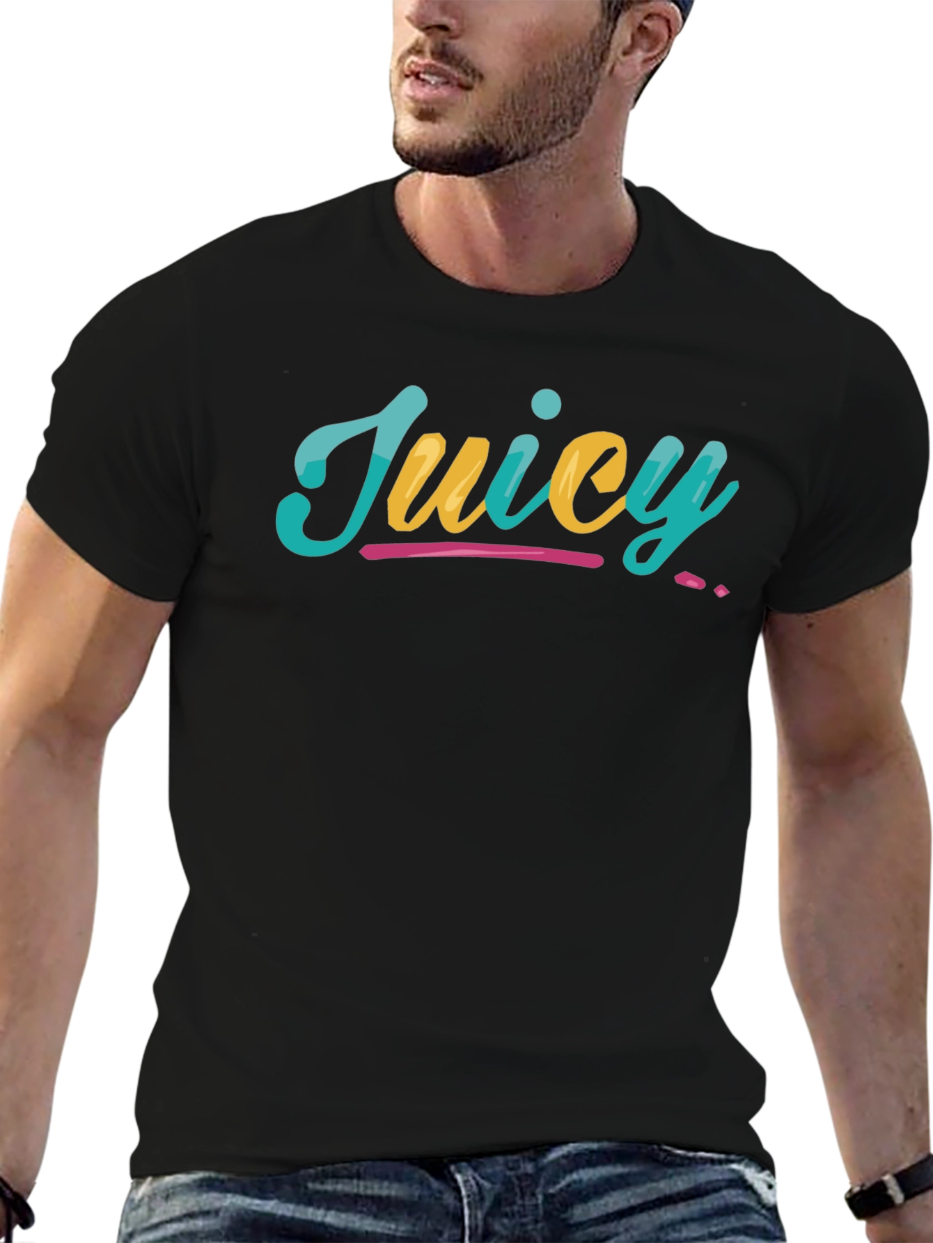 Juicy Graphic Tee - Stylish Black Cotton T-Shirt