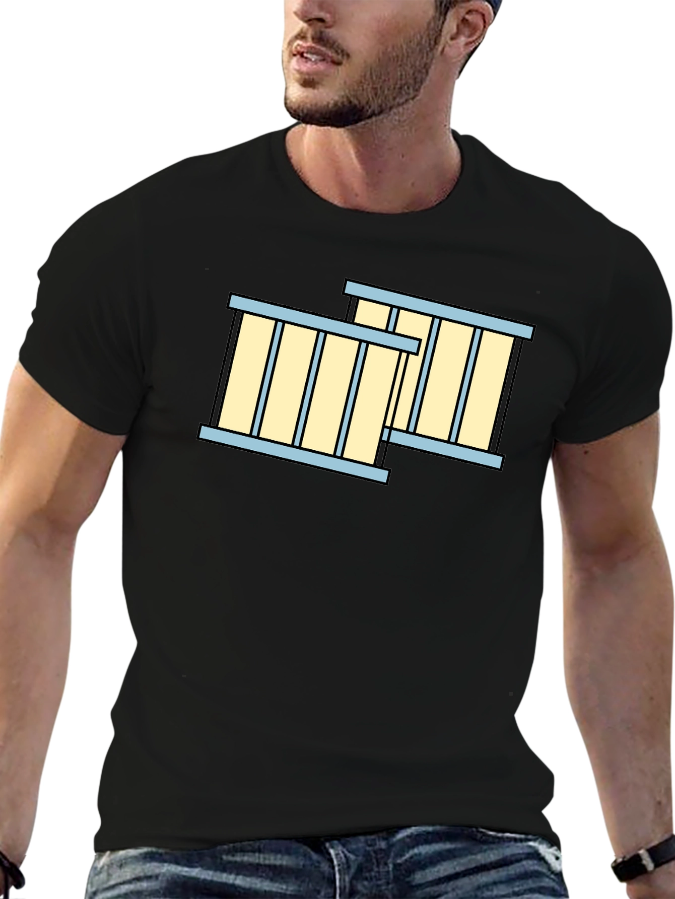 Jail Cell Bars Graphic T-Shirt - Black