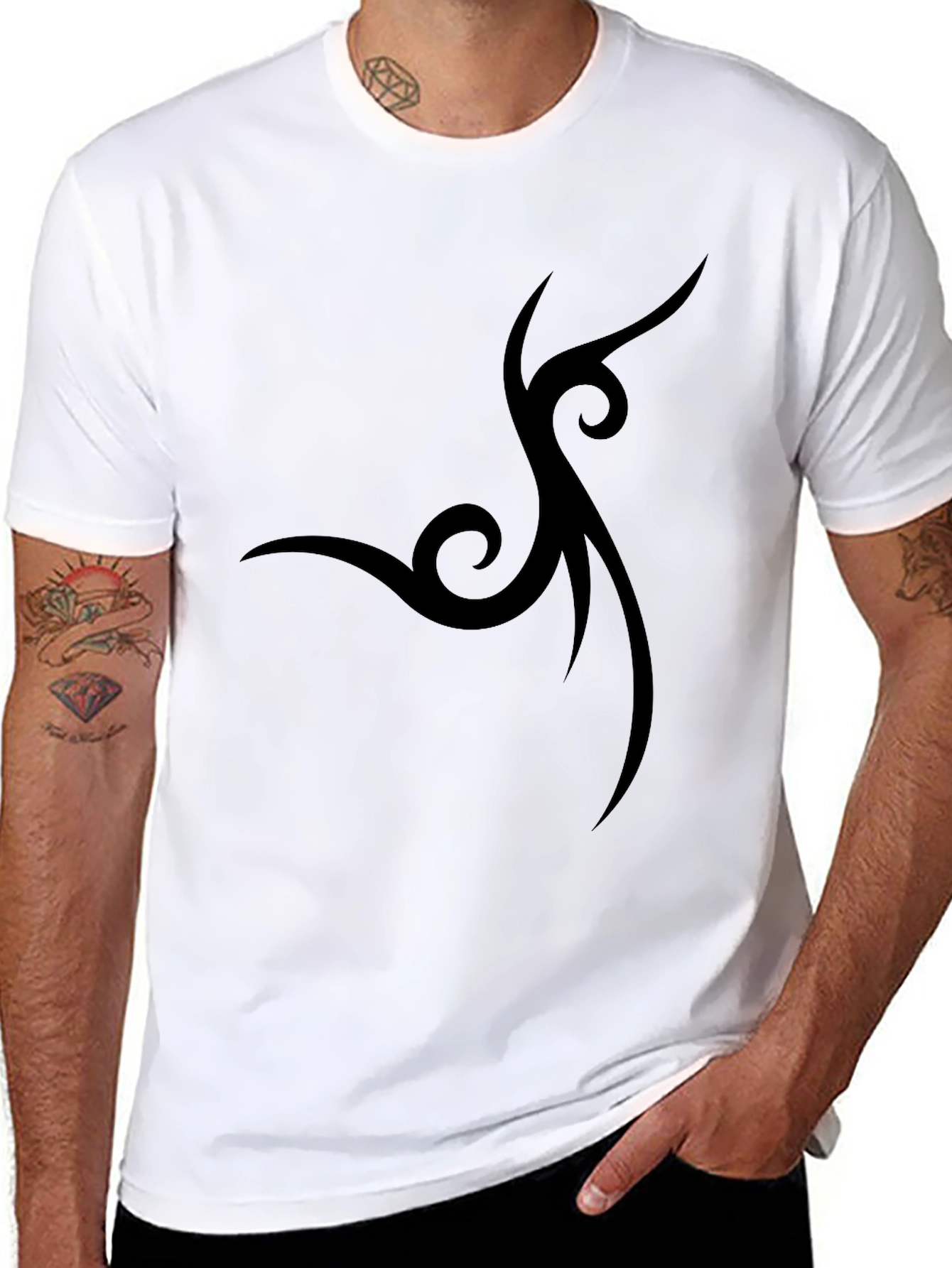 Mens Black T-Shirt with Tribal Graphic