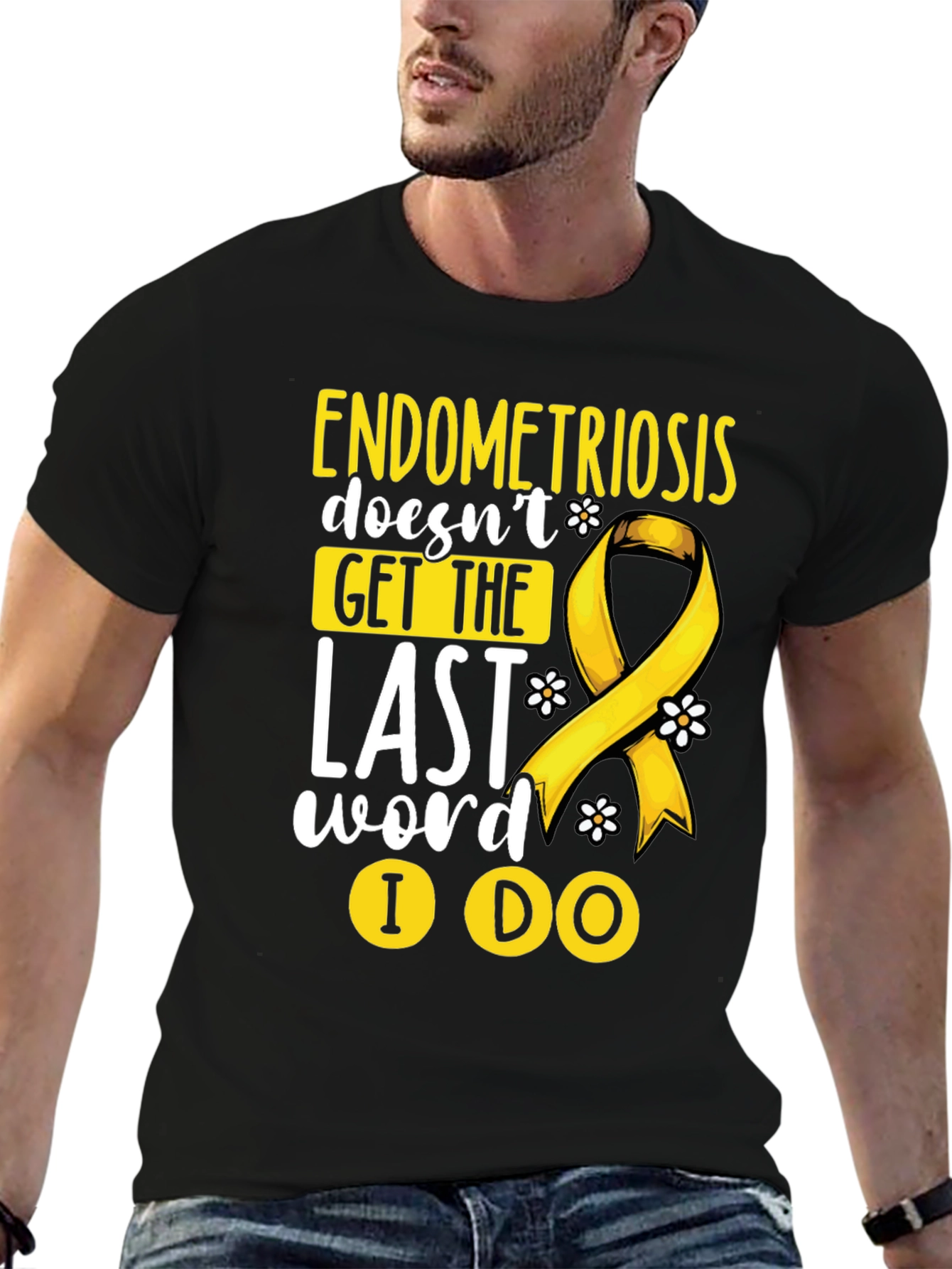 Endometriosis Awareness T-Shirt Yellow Ribbon