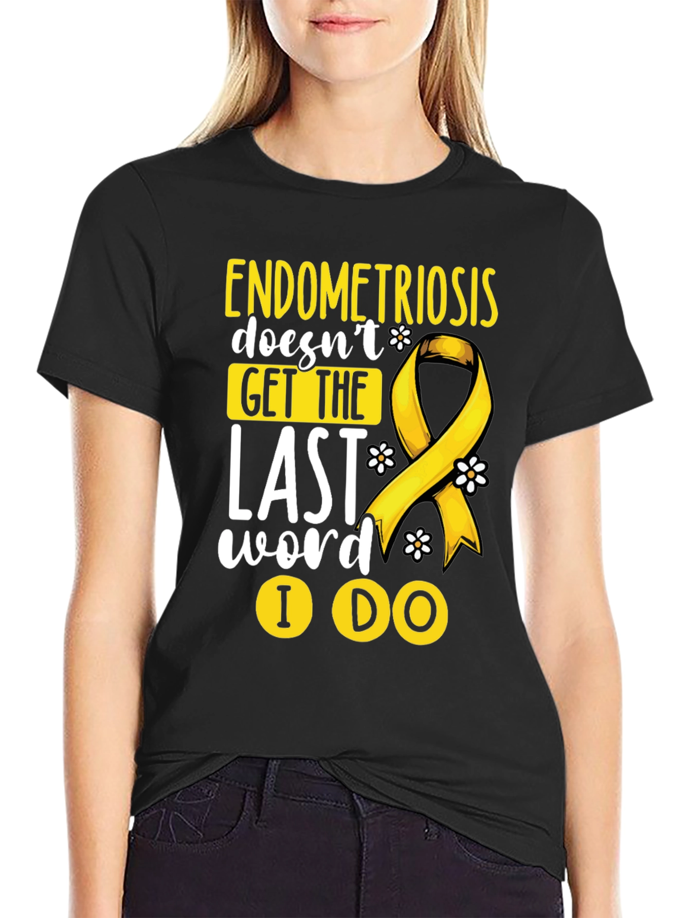 Endometriosis Awareness T-Shirt Yellow Ribbon
