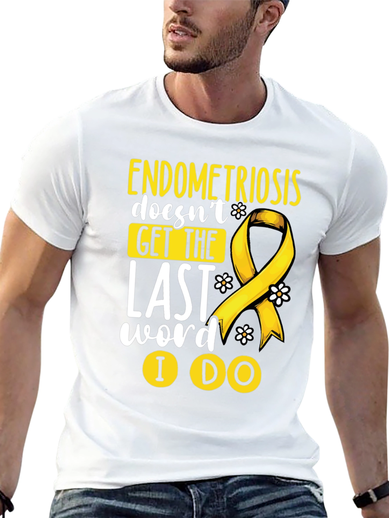 Endometriosis Awareness T-Shirt Yellow Ribbon