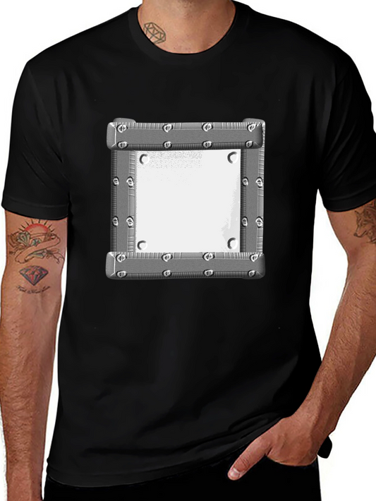 Black Tee with Metallic Square Graphic