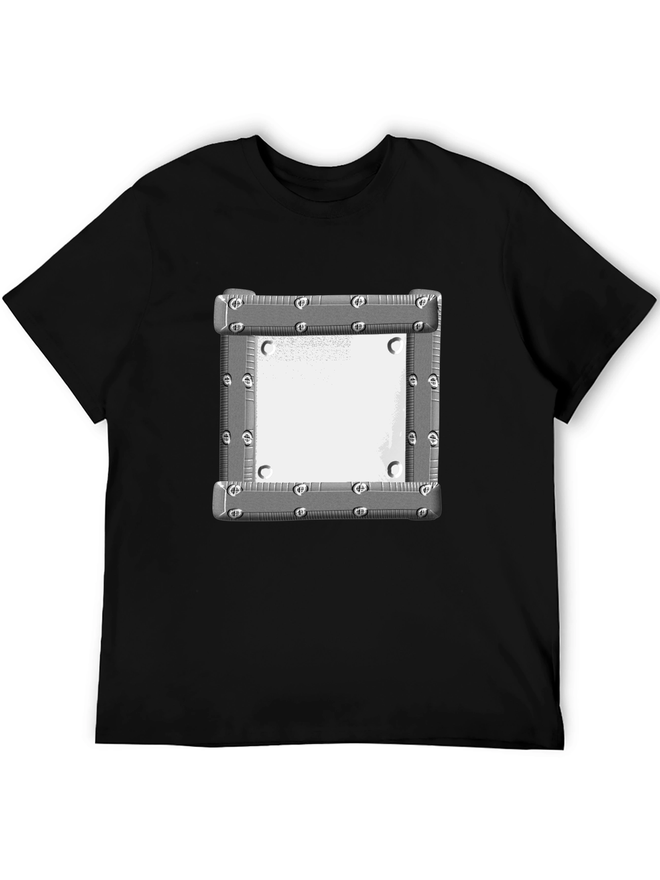 Black Tee with Metallic Square Graphic