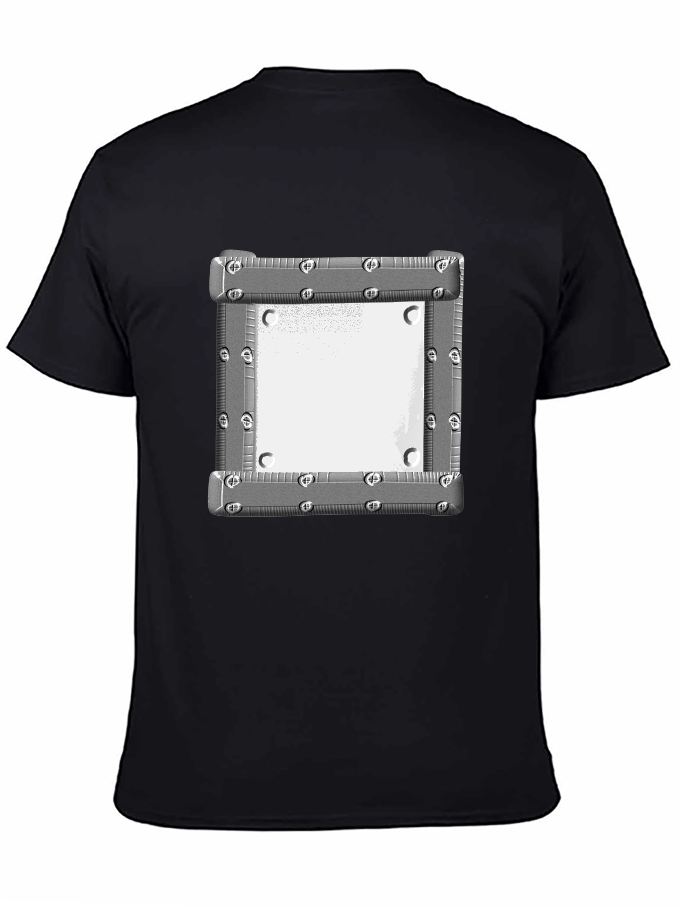 Black Tee with Metallic Square Graphic