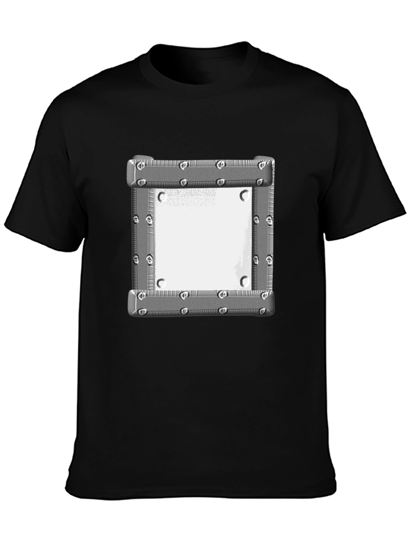 Black Tee with Metallic Square Graphic