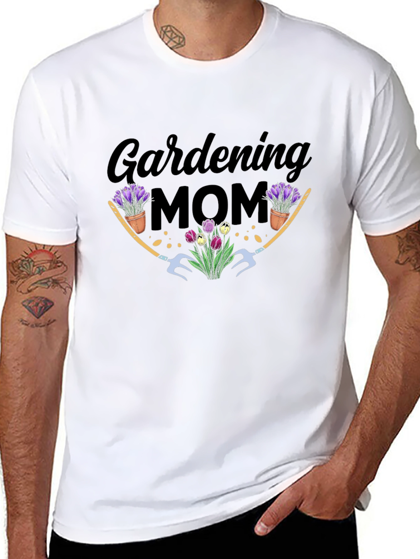 Gardening Mom Graphic T-Shirt - Black