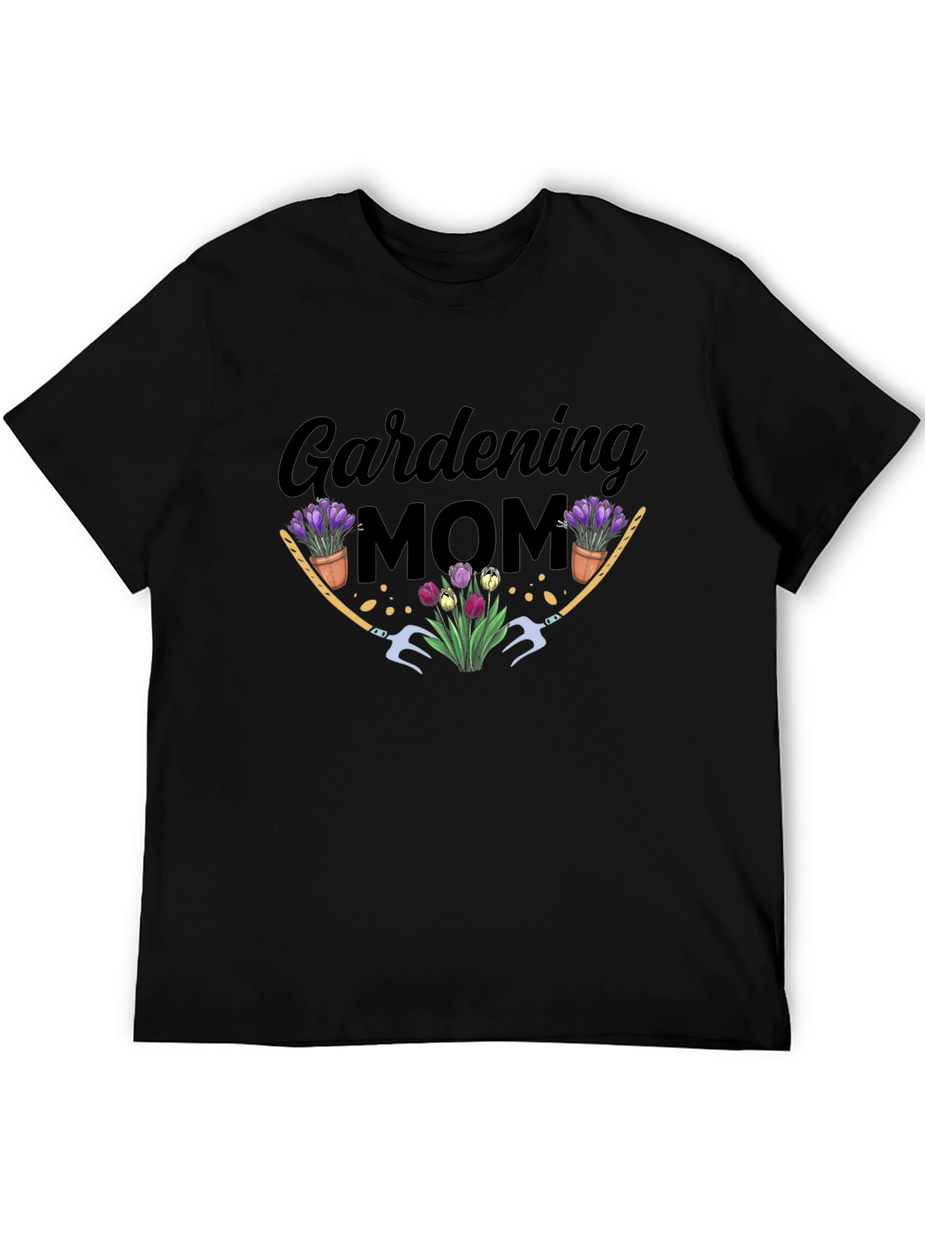 Gardening Mom Graphic T-Shirt - Black