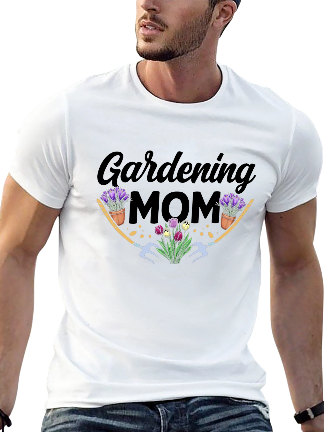 Gardening Mom Graphic T-Shirt - Black