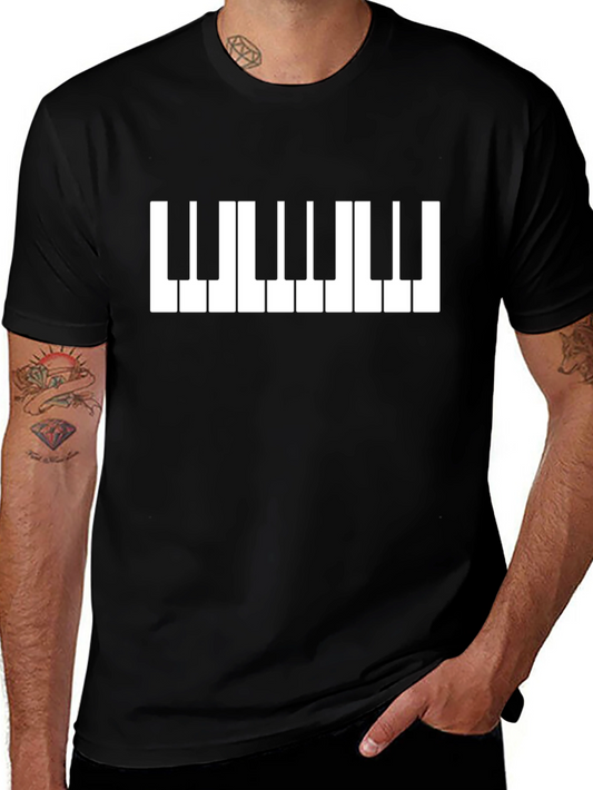 Piano Keys Graphic Tee - Black Cotton T-Shirt